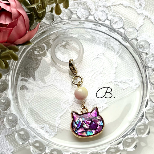 レジン　アンブレラマーカー　チャーム　猫① dace8feef9c33ce1765b73c05e2077