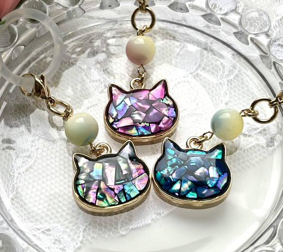 M様オーダー②　レジン猫　風鈴チャーム ハンドメイド　キーホルダー　ミニチュア M様オーダー②レジン猫風鈴チャーム ハンドメイドキーホルダー