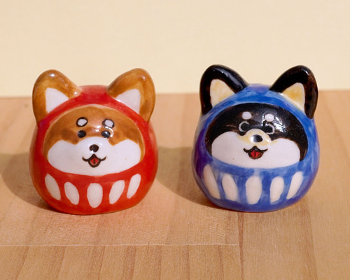 陶器]柴犬だるまの置物[赤柴 黒柴 犬の日] その他置物 chopiandchoco