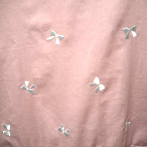 ☆ミシン刺繍リボン ワンピース風割烹着☆フンワリ袖が可愛い