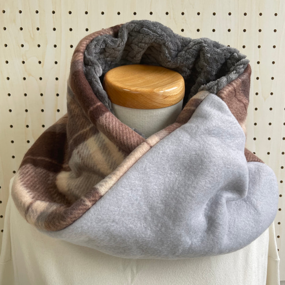 9 ふわもこ スヌード✳︎ ブラウンチェック スヌード Mico⭐︎オーダー  