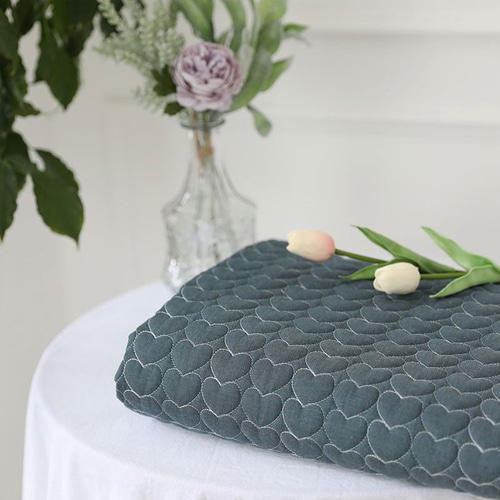 韓国製 大幅 デニム ハートキルト ハートパターン ヌビ