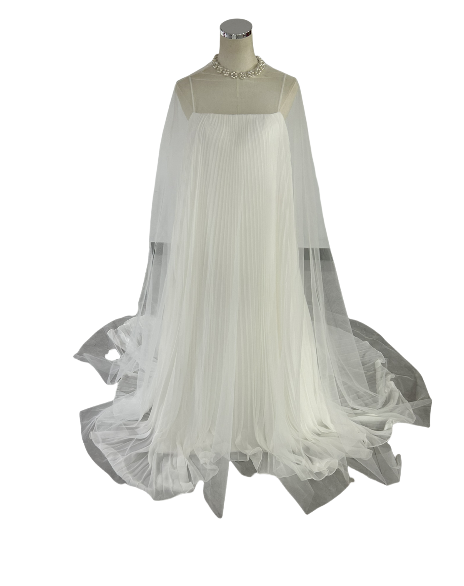 ウェディングドレス プリーツドレス デザイン感 結婚式 前撮り 妊婦 ハンドメイド ふんわりシフォン