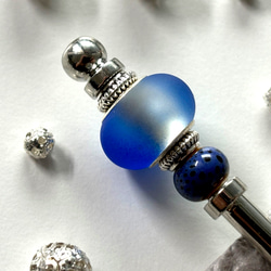 髮夾、毛玻璃珠（類似Ramune瓶）、藍色、單髮夾、夏季、銀色、清涼 第1張的照片