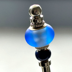 髮夾、毛玻璃珠（類似Ramune瓶）、藍色、單髮夾、夏季、銀色、清涼 第7張的照片