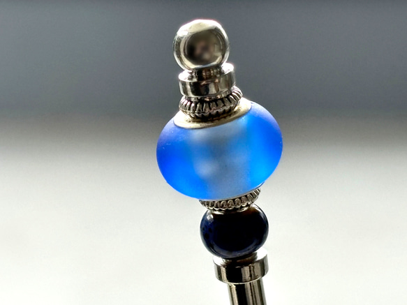 髮夾、毛玻璃珠（類似Ramune瓶）、藍色、單髮夾、夏季、銀色、清涼 第7張的照片