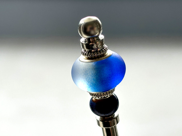 髮夾、毛玻璃珠（類似Ramune瓶）、藍色、單髮夾、夏季、銀色、清涼 第6張的照片