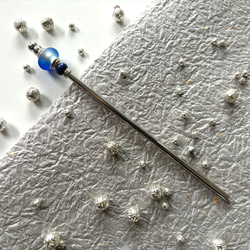 髮夾、毛玻璃珠（類似Ramune瓶）、藍色、單髮夾、夏季、銀色、清涼 第8張的照片