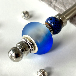 髮夾、毛玻璃珠（類似Ramune瓶）、藍色、單髮夾、夏季、銀色、清涼 第3張的照片