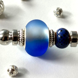 髮夾、毛玻璃珠（類似Ramune瓶）、藍色、單髮夾、夏季、銀色、清涼 第2張的照片