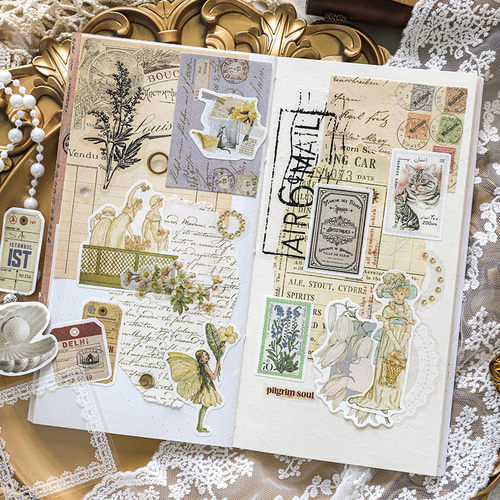 紙もの・シール 思い出を集めてシリーズレトロ素材パック 6種類600