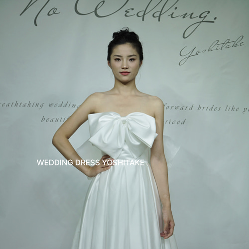 A*C様 【大幅値下げ】ウエディングドレス　Aライン　サテン　チュール　バックリ ウエディングドレス.サテン＆チュール.白.Aライン.バックリボン.挙式