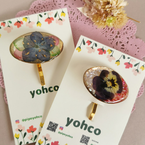押し花ポニーフック ポニーフック ヘアアクセサリー ポニーフック 