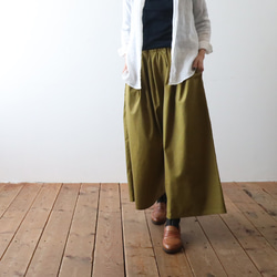 ⁑ラスト１　上下セットアップ　ギマ擬麻コットン　小花フリル　シャツ　ワイド幅広パンツA98 9枚目の画像