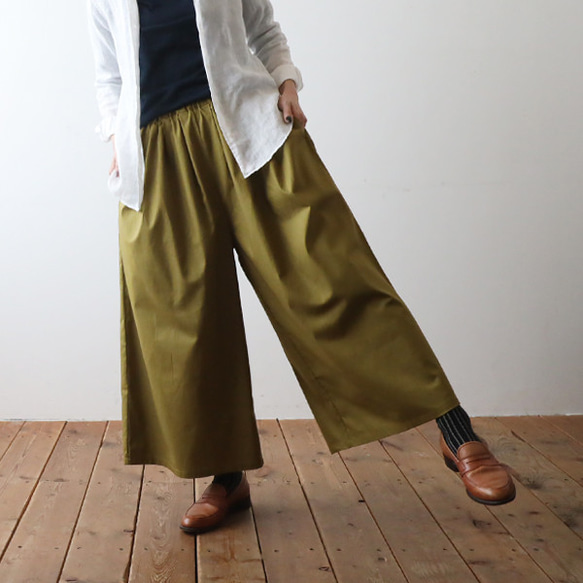 ⁑ラスト１　上下セットアップ　ギマ擬麻コットン　小花フリル　シャツ　ワイド幅広パンツA98 11枚目の画像