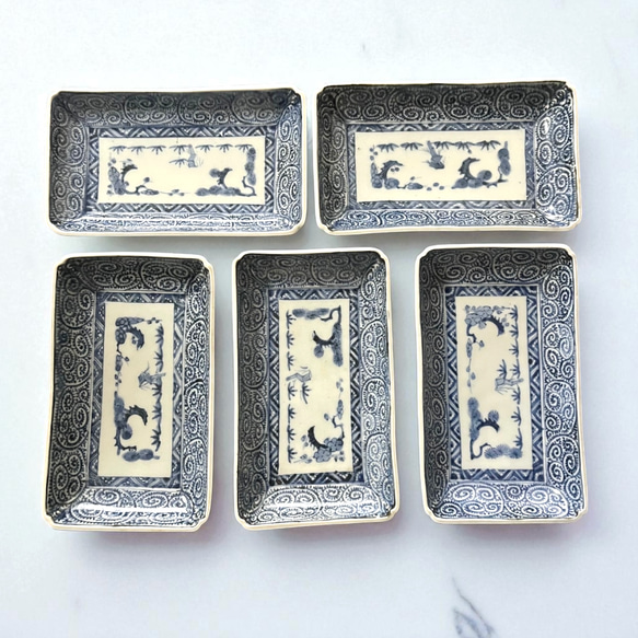 古伊万里　唐草大皿中皿　２枚セット 古伊万里蛸唐草紋様角長皿5枚 江戸中期 長皿 antique art nozomi 通販