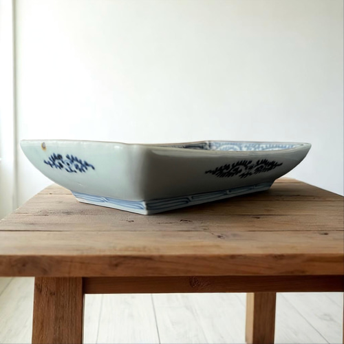バラ売り＞古伊万里蛸唐草角長皿現存4枚 江戸中期 長皿 antique art