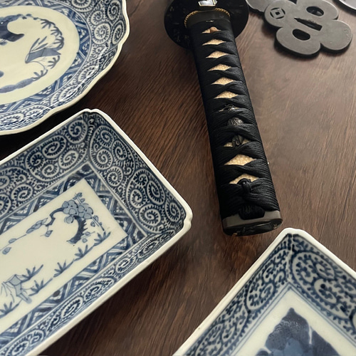 古伊万里　蛸唐草　長皿　4枚 古伊万里 染付 蛸唐草 富貴長春 長皿 - 生活骨董と古布の