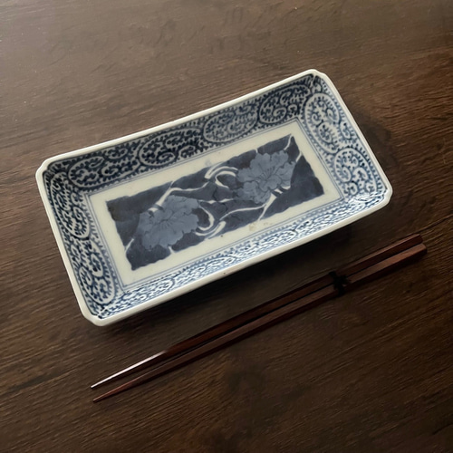バラ売り＞古伊万里蛸唐草角長皿現存4枚 江戸中期 長皿 antique art