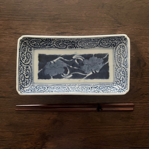 バラ売り＞古伊万里蛸唐草角長皿現存4枚 江戸中期 長皿 antique art