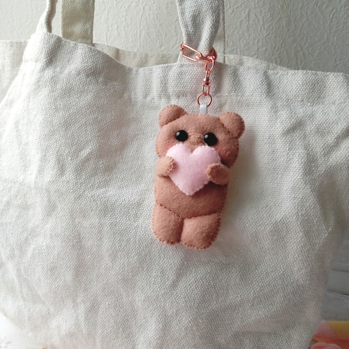 くま チョコレート クッキー ハート カフェオレ キーホルダー フェルト