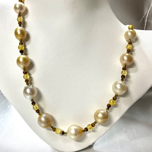 レン　南洋真珠　ネックレス　バロック　ゴールド 南洋真珠ネックレスバロックゴールド