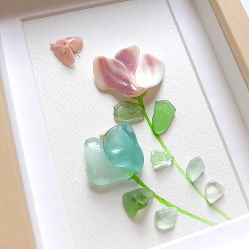 ④＊大人ブルー♡ムーン＊シーグラスアート 大人BLUEのムーン＊シーグラスアート その他