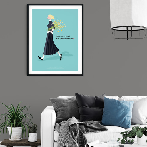 フレンチテイスト【春の女の子】カモミール インテリア アートポスター