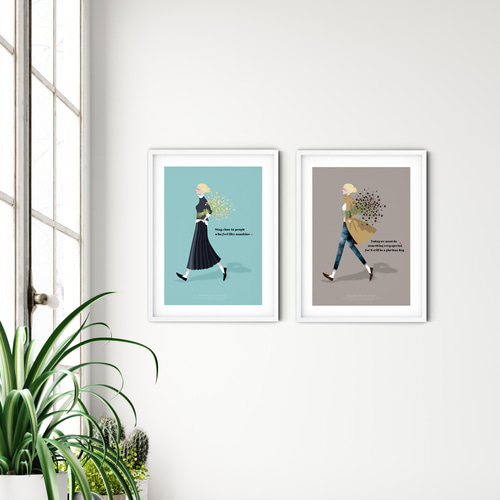 フレンチテイスト【春の女の子】カモミール インテリア アートポスター