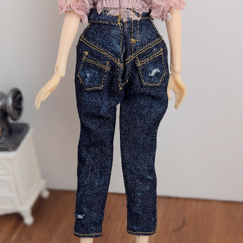 1253【momokoDOLL ジーパン】クロップドダメージデニムパンツ※1