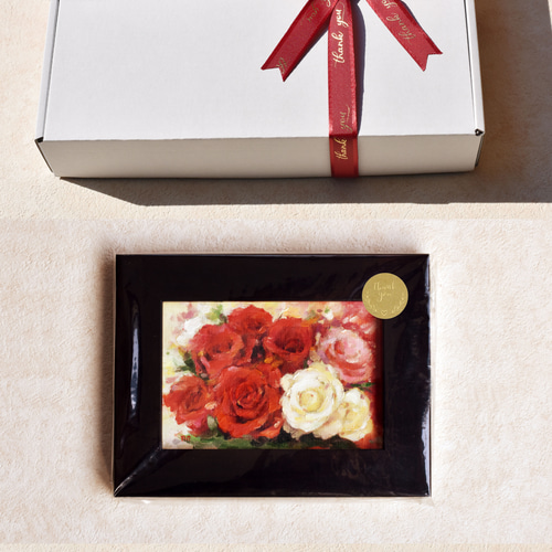 野菊と秋彩の白馬Ⅱ】ミニ油絵原画 額付き・特典付き ギフト対応