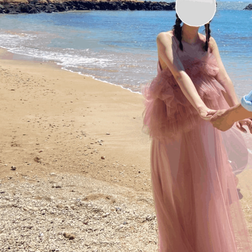 実例写真！パーティードレス キャミソール ツーピース ピンク デザイン  