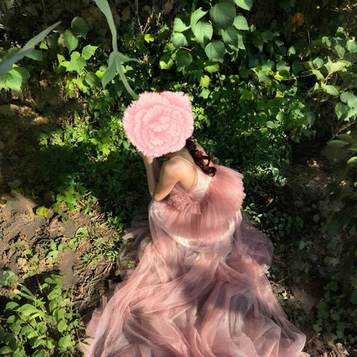 実例写真！パーティードレス キャミソール ツーピース ピンク デザイン  