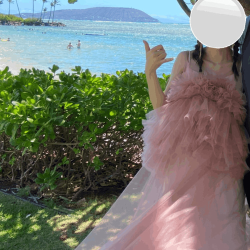 実例写真！パーティードレス キャミソール ツーピース ピンク デザイン  