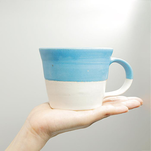 おしゃれ「マグカップ 青×白」コップ バイカラー ツートーン 陶器