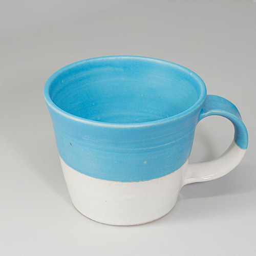 おしゃれ「マグカップ 青×白」コップ バイカラー ツートーン 陶器