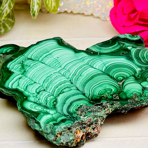 洞察力を高める】マラカイト 孔雀石 原石 ポリッシュ 磨き 天然石 東洋