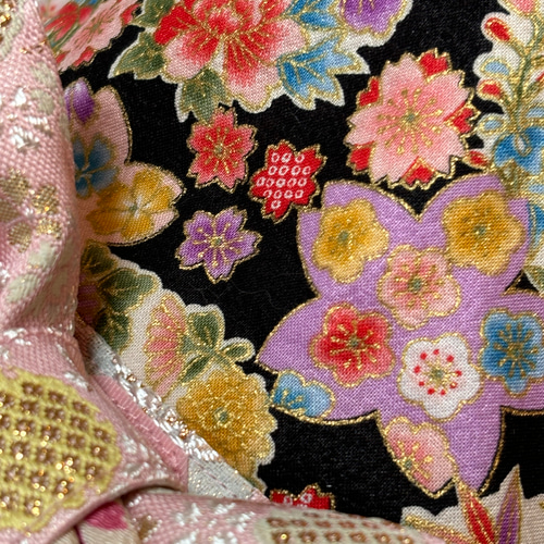 ☆新作犬服⭐︎ つまみ細工帯飾り付き 犬用着物 女の子用 ブラック 華