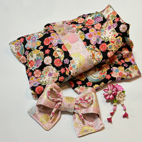 ☆新作☆完成品☆犬服☆つまみ細工帯飾り付き 犬用