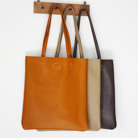 本革  縦型ショルダートートバッグ A4 サブバッグ 書類バッグ 通勤通学 縦長 薄マチ レッスンバッグ B-356 10枚目の画像