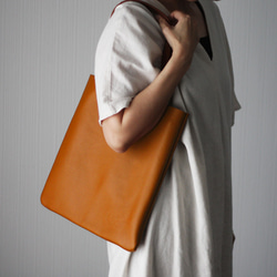 本革  縦型ショルダートートバッグ A4 サブバッグ 書類バッグ 通勤通学 縦長 薄マチ レッスンバッグ B-356 3枚目の画像