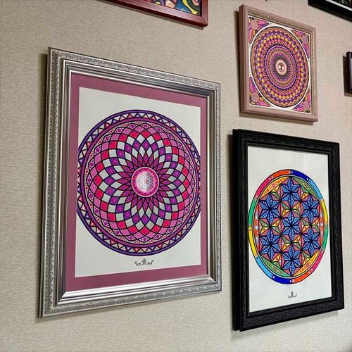 神聖幾何学アート【桃色曼荼羅】 絵画 kitatik 通販 18334154｜Creema