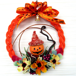 【おまとめ】ハロウィン　ミニリース☘ ハロウィンミニリースパンプキン | ハロウィンリース・雑貨 | 花の資材