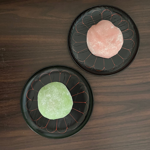 象彦 銘々皿 5枚組 菊花文様 漆器 昭和期（和菓子皿・漆器
