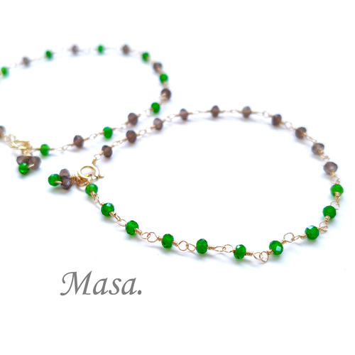 14kgfスモーキークォーツ✖️MOPブレスレット