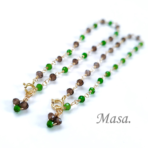 14kgfスモーキークォーツ✖️MOPブレスレット