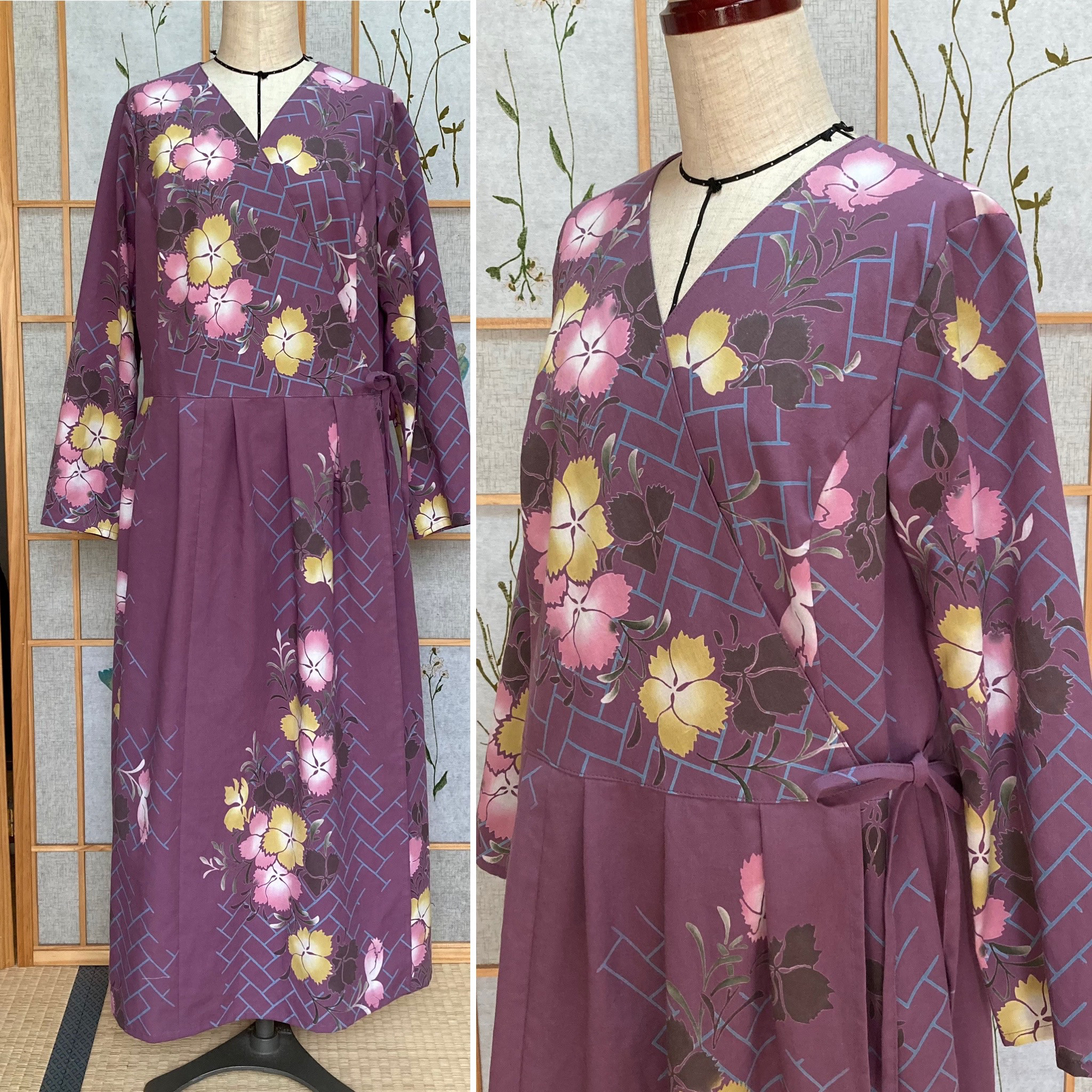 留袖リメイク　カシュクールワンピース