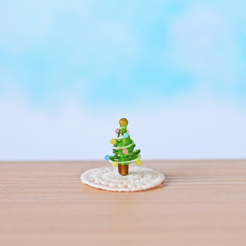 小さな ガラス細工のクリスマスツリー（C）（ミニチュア オブジェ