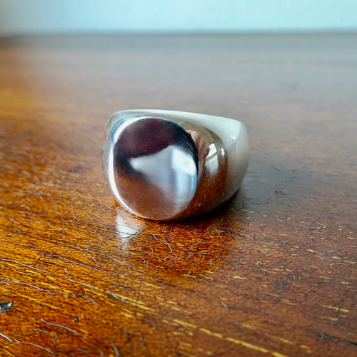 仁尾彫金『楕円の印台リング2、磨き』ハンドメイド334 指輪・リング