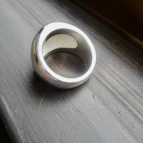 仁尾彫金『楕円の印台リング2、磨き』ハンドメイド334 指輪・リング